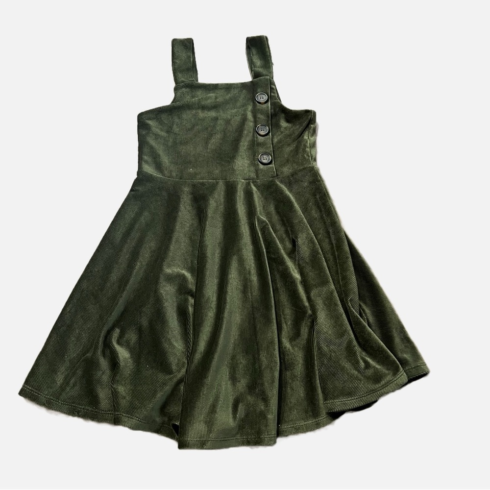 Jumper dress, girls (SIZE 7/8) by KNIT WORKS. Poly/spandex blend (Olive …